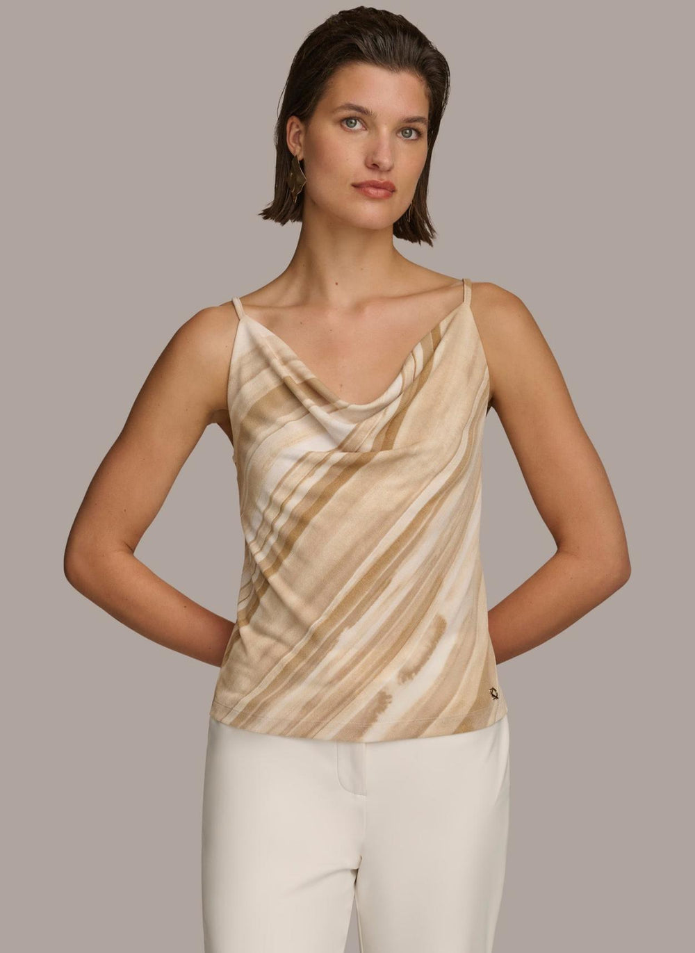 Donna Karan Sweaters And Tops | Women PRINTED COWL STRAPPY CAMI Beige