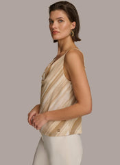 Donna Karan Sweaters And Tops | Women PRINTED COWL STRAPPY CAMI Beige
