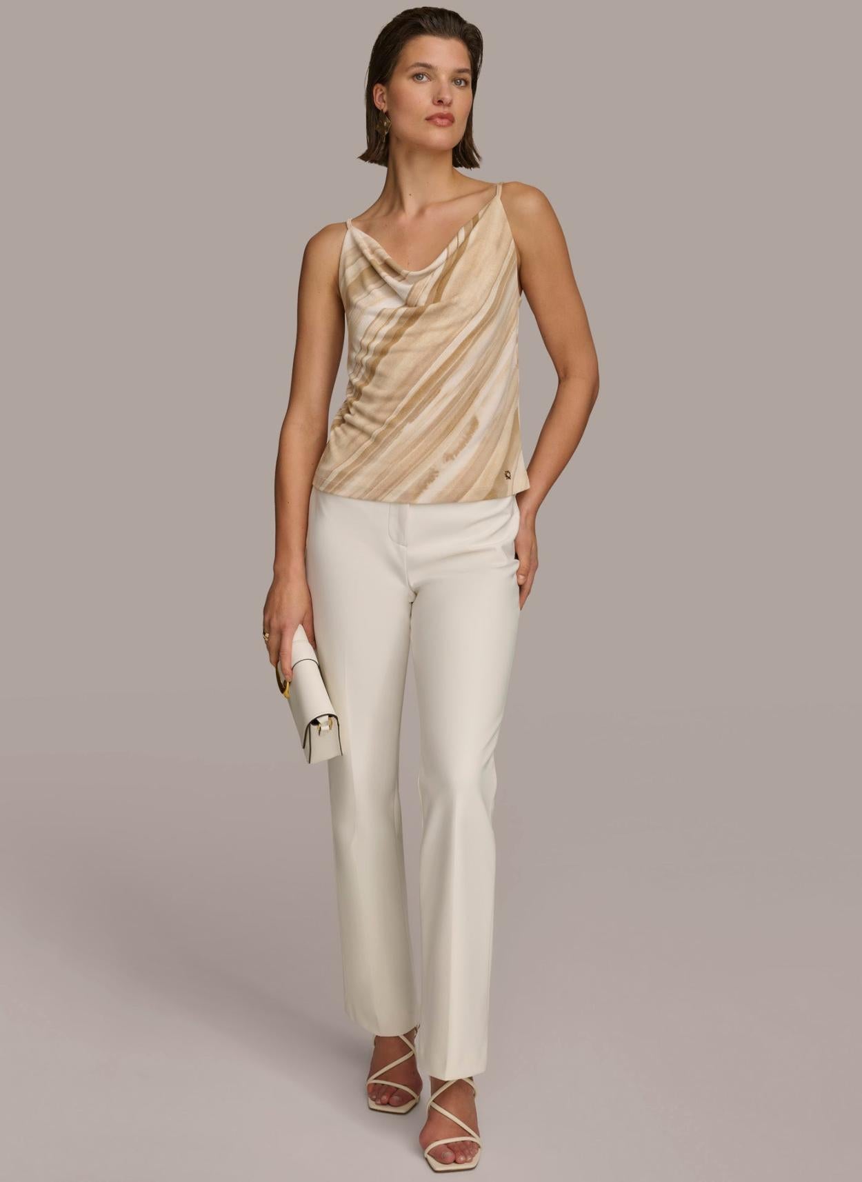 Donna Karan Sweaters And Tops | Women PRINTED COWL STRAPPY CAMI Beige