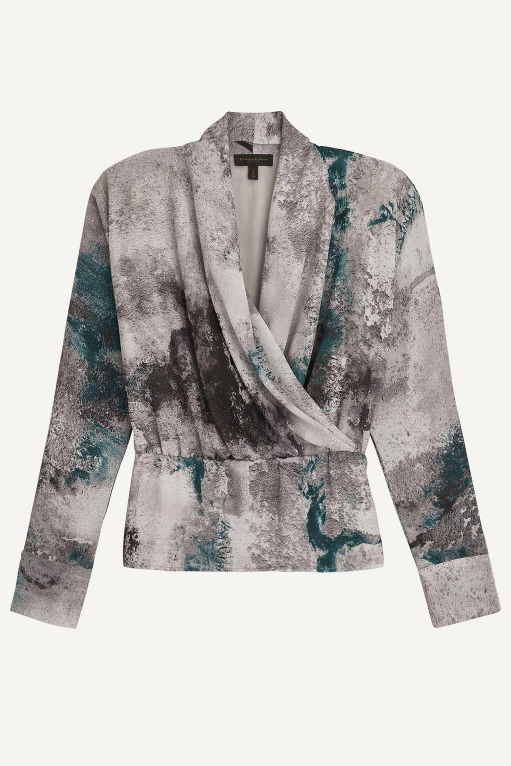 Donna Karan Sweaters And Tops | Women PRINTED FAUX WRAP BLOUSE Peacock Multi