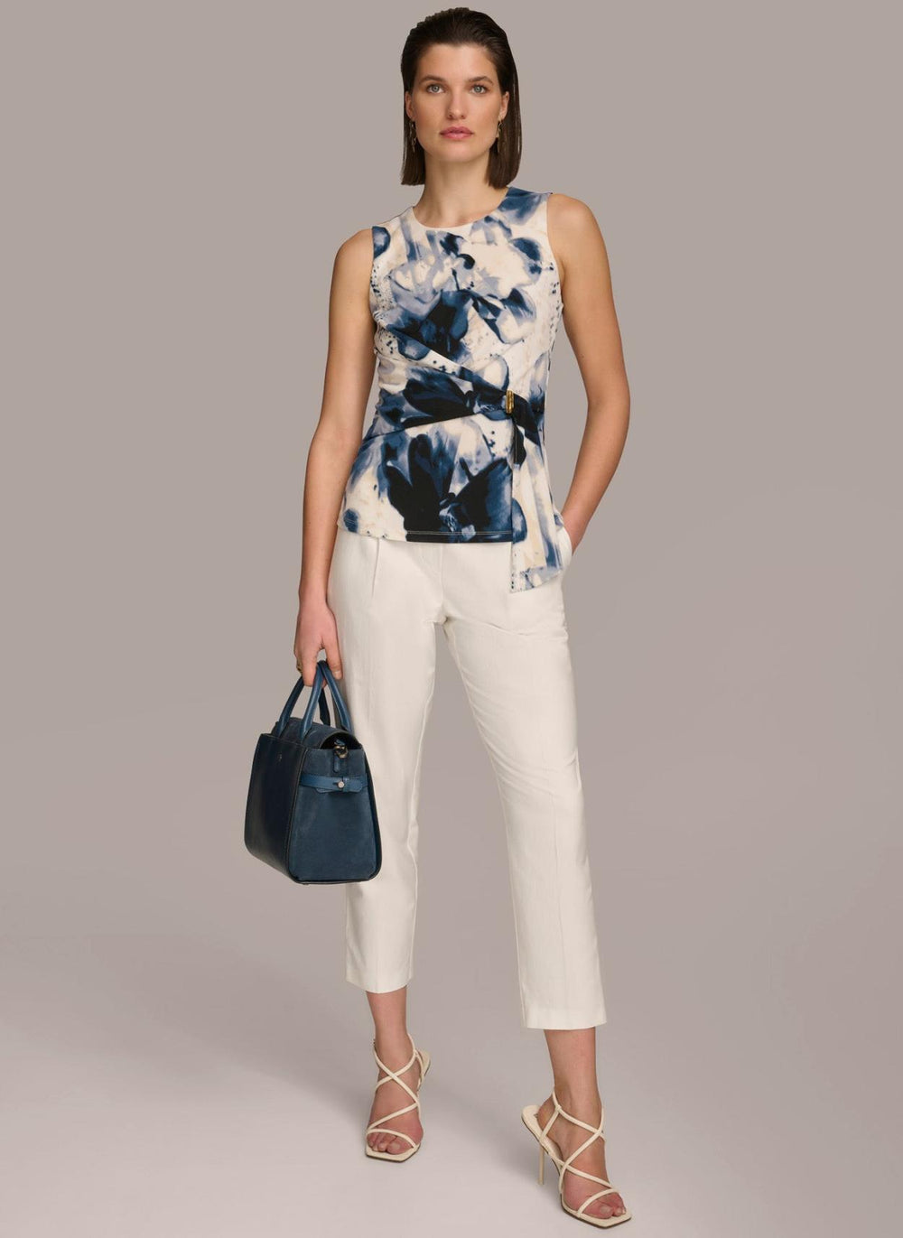 Donna Karan Sweaters And Tops | Women PRINTED WRAP TOP Tide/cream