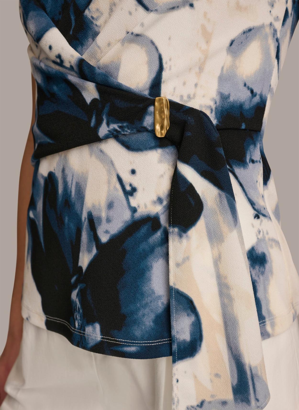 Donna Karan Sweaters And Tops | Women PRINTED WRAP TOP Tide/cream