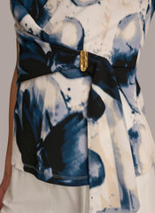 Donna Karan Sweaters And Tops | Women PRINTED WRAP TOP Tide/cream