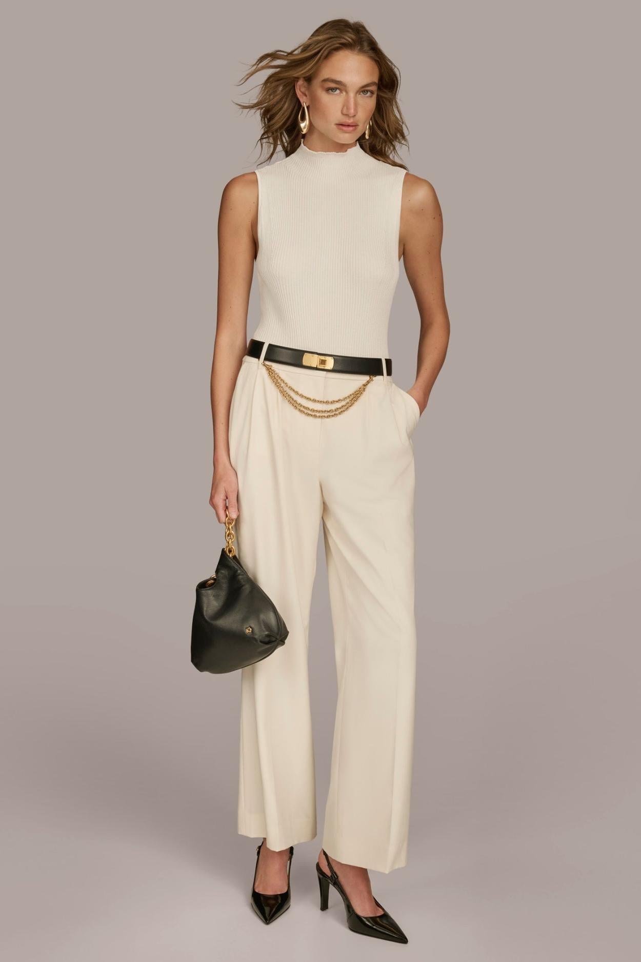 Donna Karan Sweaters And Tops | Women RIB MOCK NECK BODYSUIT Ivory