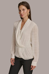 Donna Karan Sweaters And Tops | Women RIPPLE FAUX WRAP BLOUSE Ivory