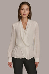 Donna Karan Sweaters And Tops | Women RIPPLE FAUX WRAP BLOUSE Ivory