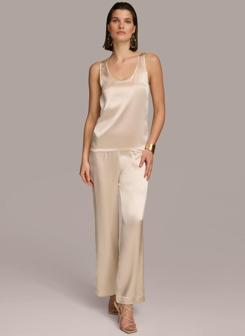Donna Karan Sweaters And Tops | Women ROUND NECK SHINY TANK Sand