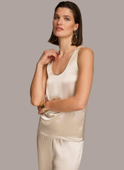 Donna Karan Sweaters And Tops | Women ROUND NECK SHINY TANK Sand