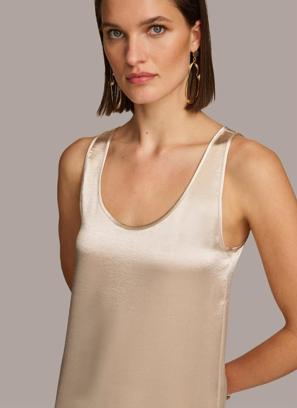 Donna Karan Sweaters And Tops | Women ROUND NECK SHINY TANK Sand
