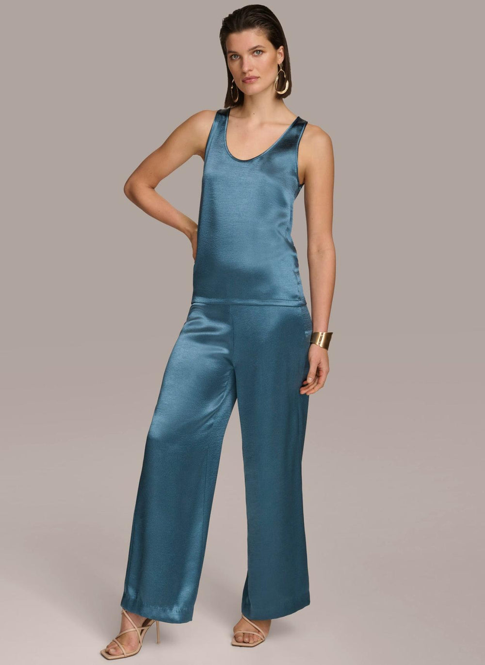 Donna Karan Sweaters And Tops | Women ROUND NECK SHINY TANK Tide Navy