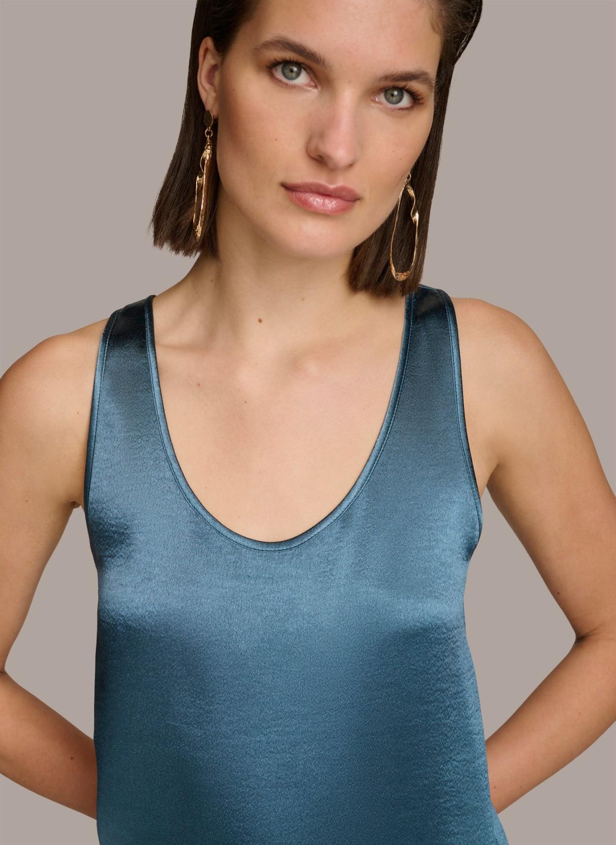 Donna Karan Sweaters And Tops | Women ROUND NECK SHINY TANK Tide Navy