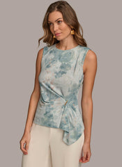 Donna Karan Sweaters And Tops | Women SIDE DRAPE GATHERED WITH HARDWARE TOP Frost Combo