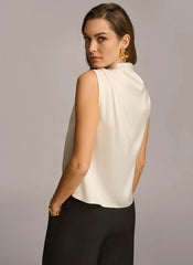 Donna Karan Sweaters And Tops | Women SLEEVELESS DRAPED MOCKNECK TOP Cream