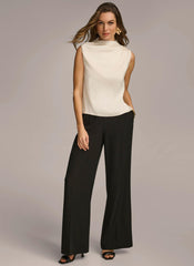 Donna Karan Sweaters And Tops | Women SLEEVELESS DRAPED MOCKNECK TOP Cream