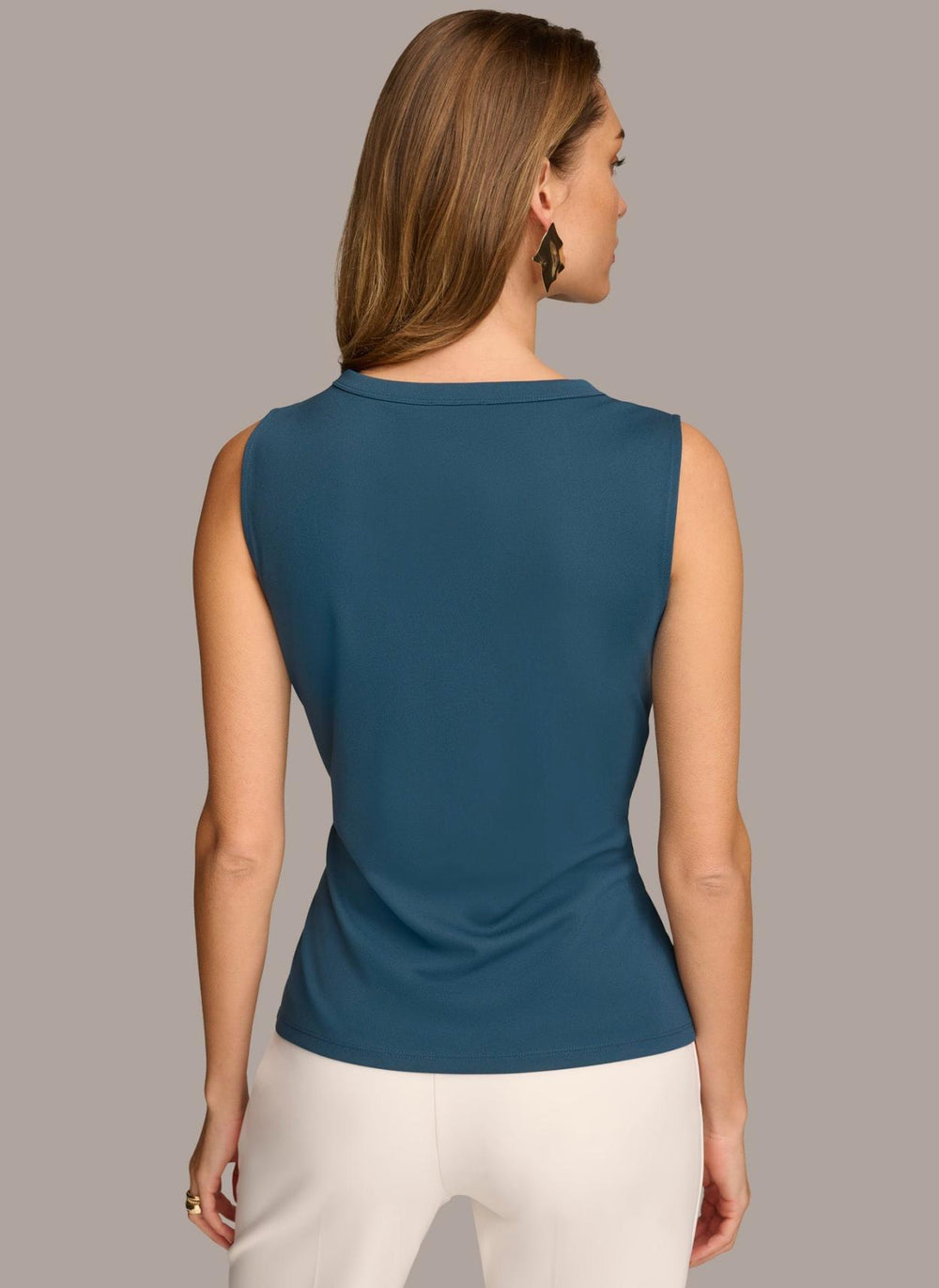 Donna Karan Sweaters And Tops | Women SLEEVELESS KNIT TOP WITH BUTTON DETAIL Tide