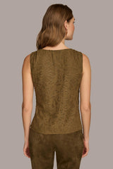 Donna Karan Sweaters And Tops | Women SLEEVELESS NOVELTY V-NECK BLOUSE Beech/gold