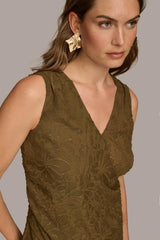 Donna Karan Sweaters And Tops | Women SLEEVELESS NOVELTY V-NECK BLOUSE Beech/gold