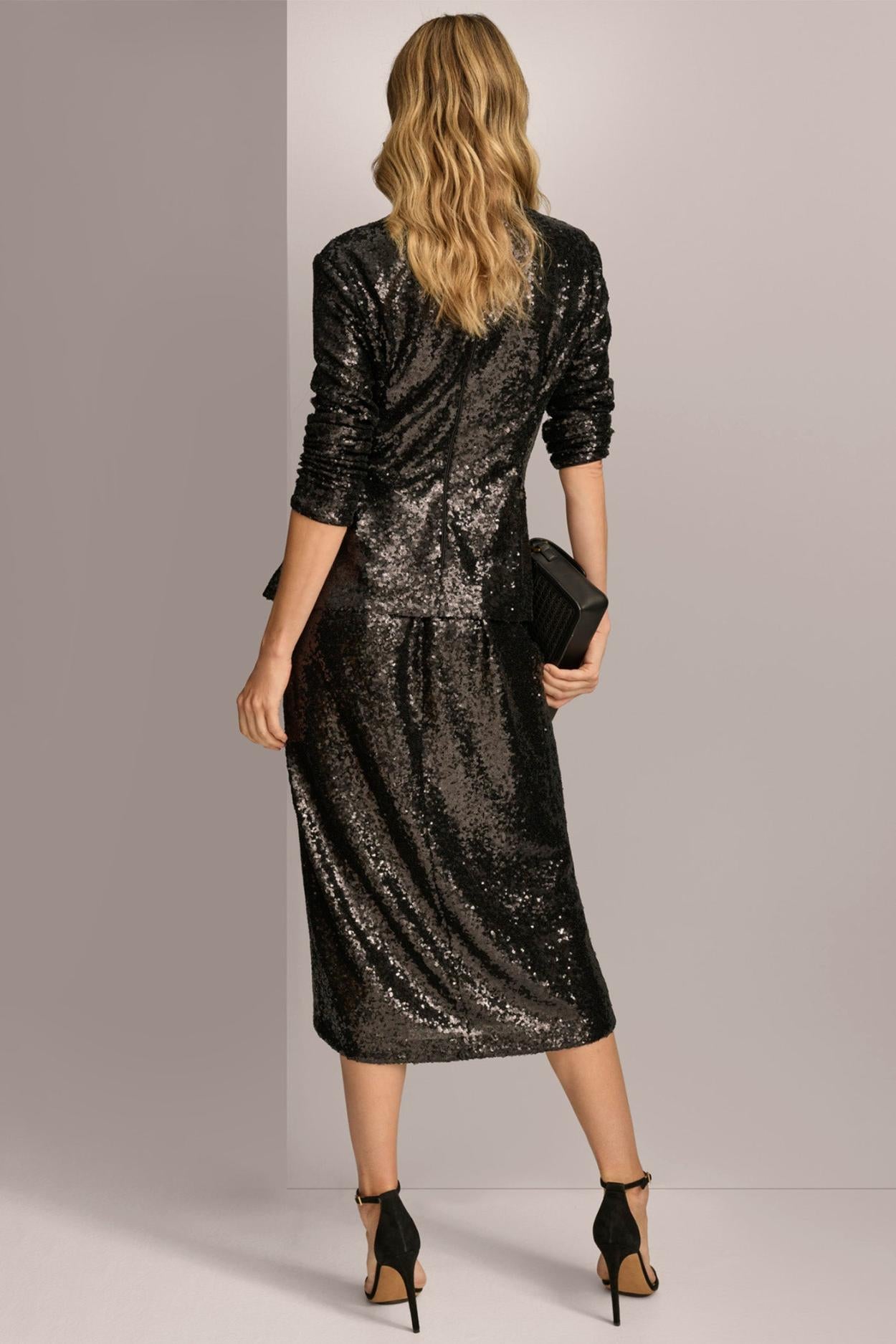 Donna Karan Sweaters And Tops | Women TIE WAIST SEQUIN TOP Black