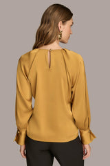 Donna Karan Sweaters And Tops | Women TOP WITH CHAIN HARDWARE Antique Gold