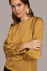 Donna Karan Sweaters And Tops | Women TOP WITH CHAIN HARDWARE Antique Gold