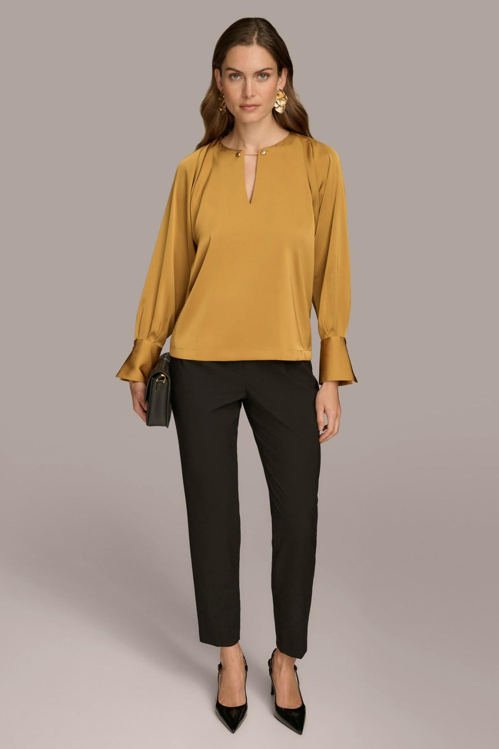 Donna Karan Sweaters And Tops | Women TOP WITH CHAIN HARDWARE Antique Gold