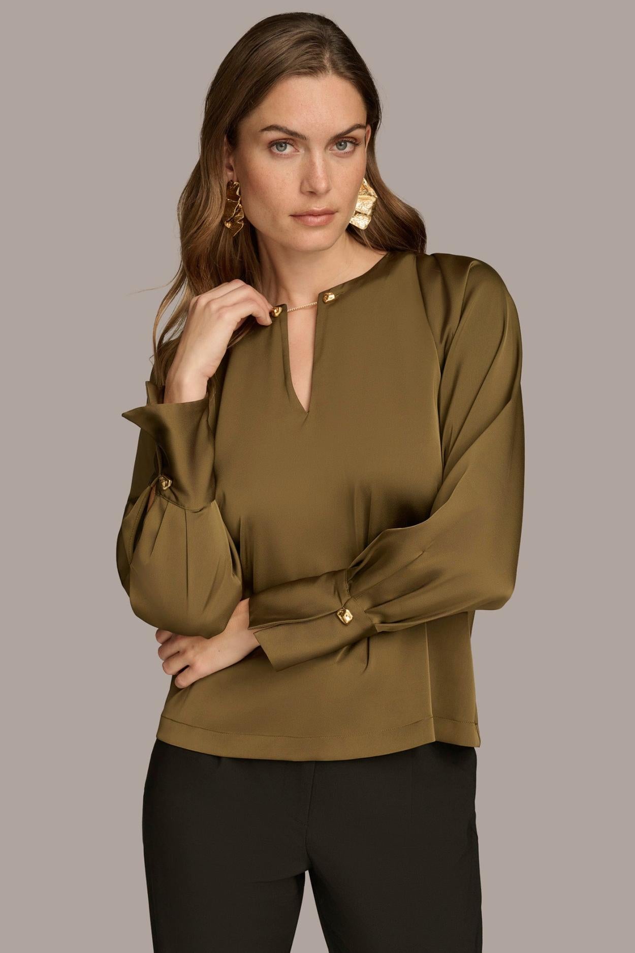 Donna Karan Sweaters And Tops | Women TOP WITH CHAIN HARDWARE Beech