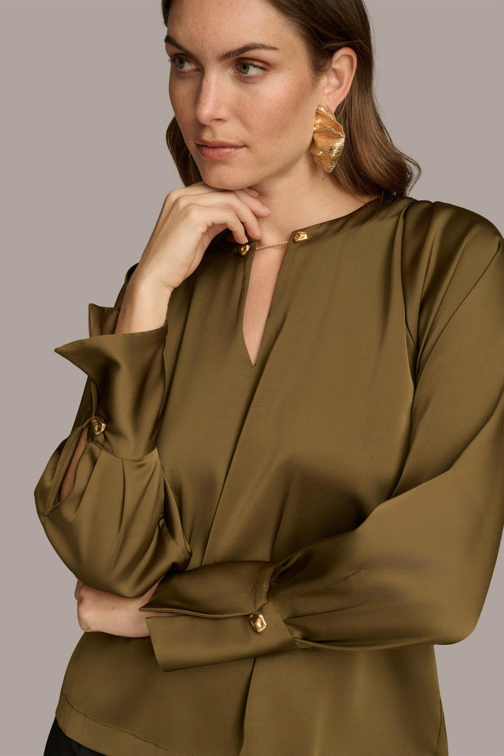 Donna Karan Sweaters And Tops | Women TOP WITH CHAIN HARDWARE Beech