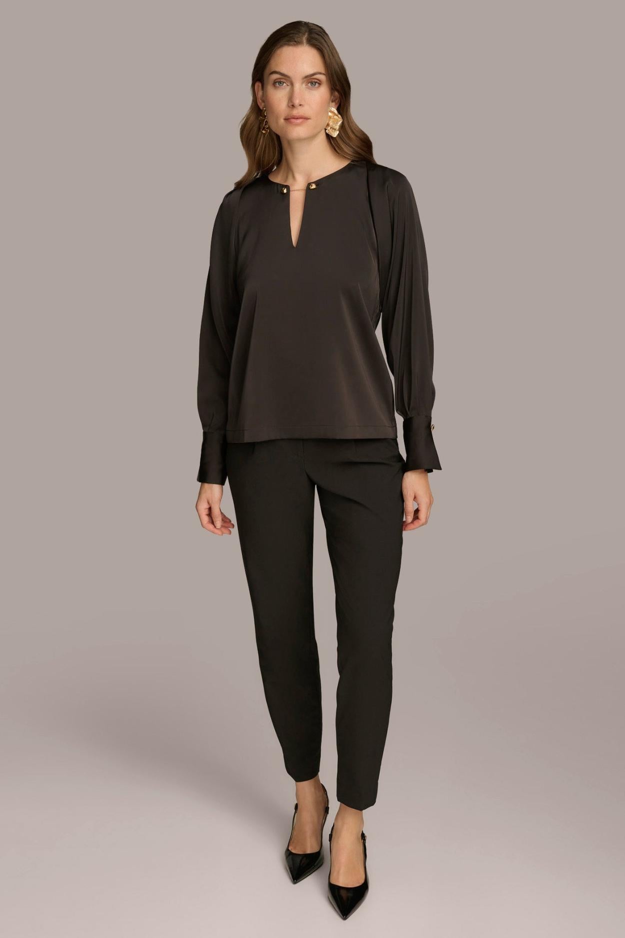 Donna Karan Sweaters And Tops | Women TOP WITH CHAIN HARDWARE Black