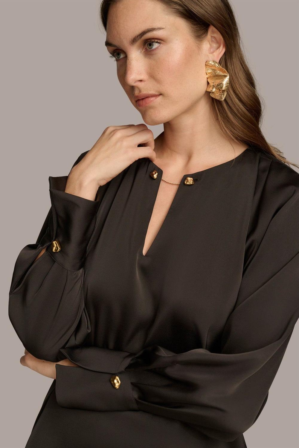 Donna Karan Sweaters And Tops | Women TOP WITH CHAIN HARDWARE Black