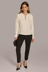 Donna Karan Sweaters And Tops | Women TOP WITH CHAIN HARDWARE Ivory