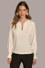 Donna Karan Sweaters And Tops | Women TOP WITH CHAIN HARDWARE Ivory