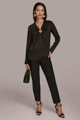 Donna Karan Sweaters And Tops | Women TOP WITH KEYHOLE HARDWARE Black