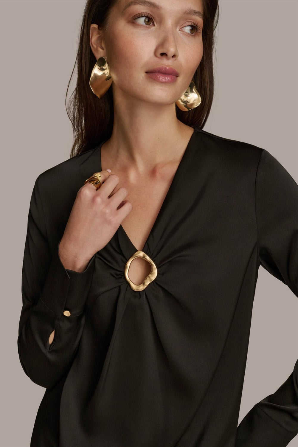 Donna Karan Sweaters And Tops | Women TOP WITH KEYHOLE HARDWARE Black