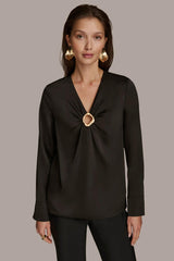 Donna Karan Sweaters And Tops | Women TOP WITH KEYHOLE HARDWARE Black