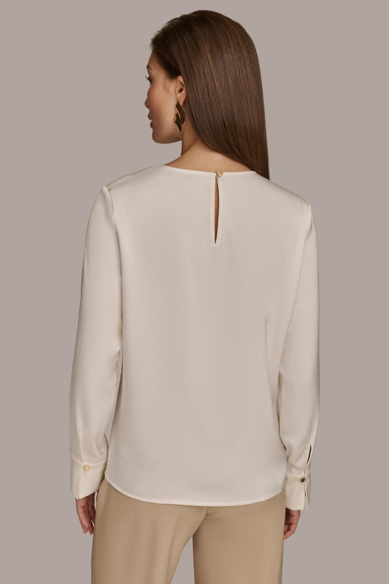 Donna Karan Sweaters And Tops | Women TOP WITH KEYHOLE HARDWARE Ivory