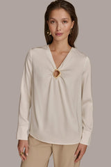 Donna Karan Sweaters And Tops | Women TOP WITH KEYHOLE HARDWARE Ivory