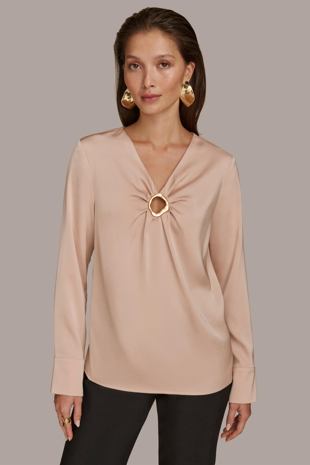 Donna Karan Sweaters And Tops | Women TOP WITH KEYHOLE HARDWARE Snow Petal
