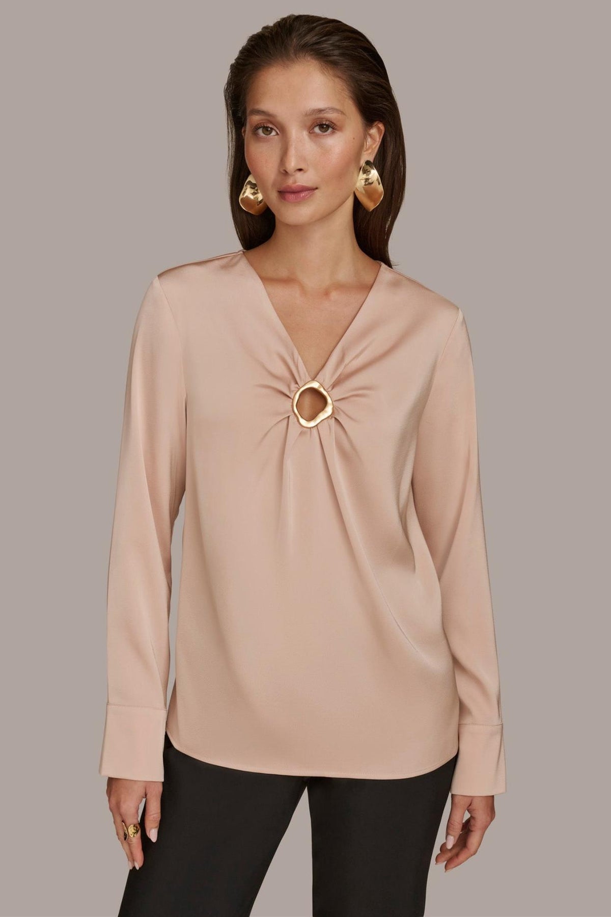 Donna Karan Sweaters And Tops | Women TOP WITH KEYHOLE HARDWARE Snow Petal