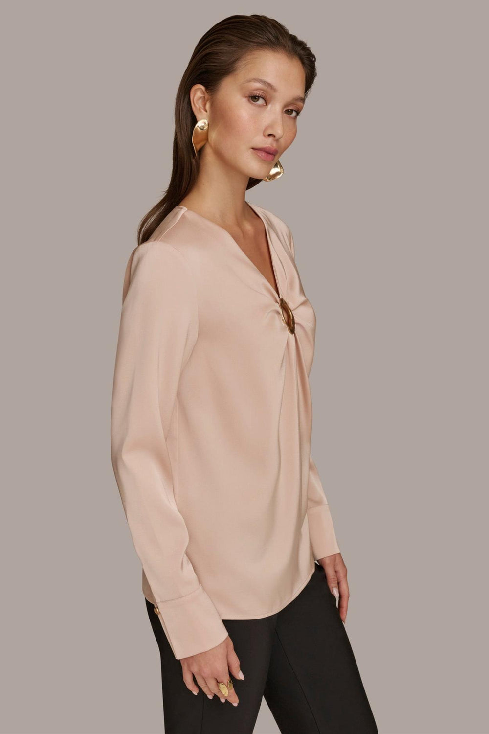 Donna Karan Sweaters And Tops | Women TOP WITH KEYHOLE HARDWARE Snow Petal