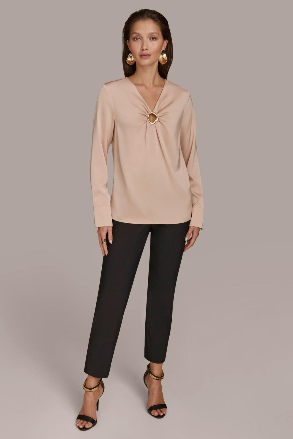 Donna Karan Sweaters And Tops | Women TOP WITH KEYHOLE HARDWARE Snow Petal