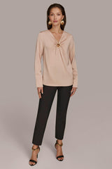 Donna Karan Sweaters And Tops | Women TOP WITH KEYHOLE HARDWARE Snow Petal