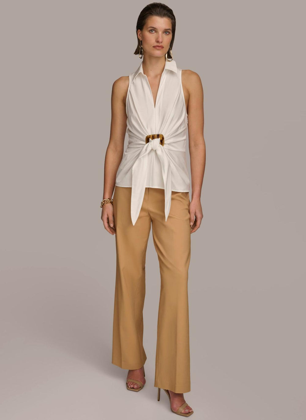 Donna Karan Sweaters And Tops | Women TORTOISE HARDWARE KNOT TOP Cream