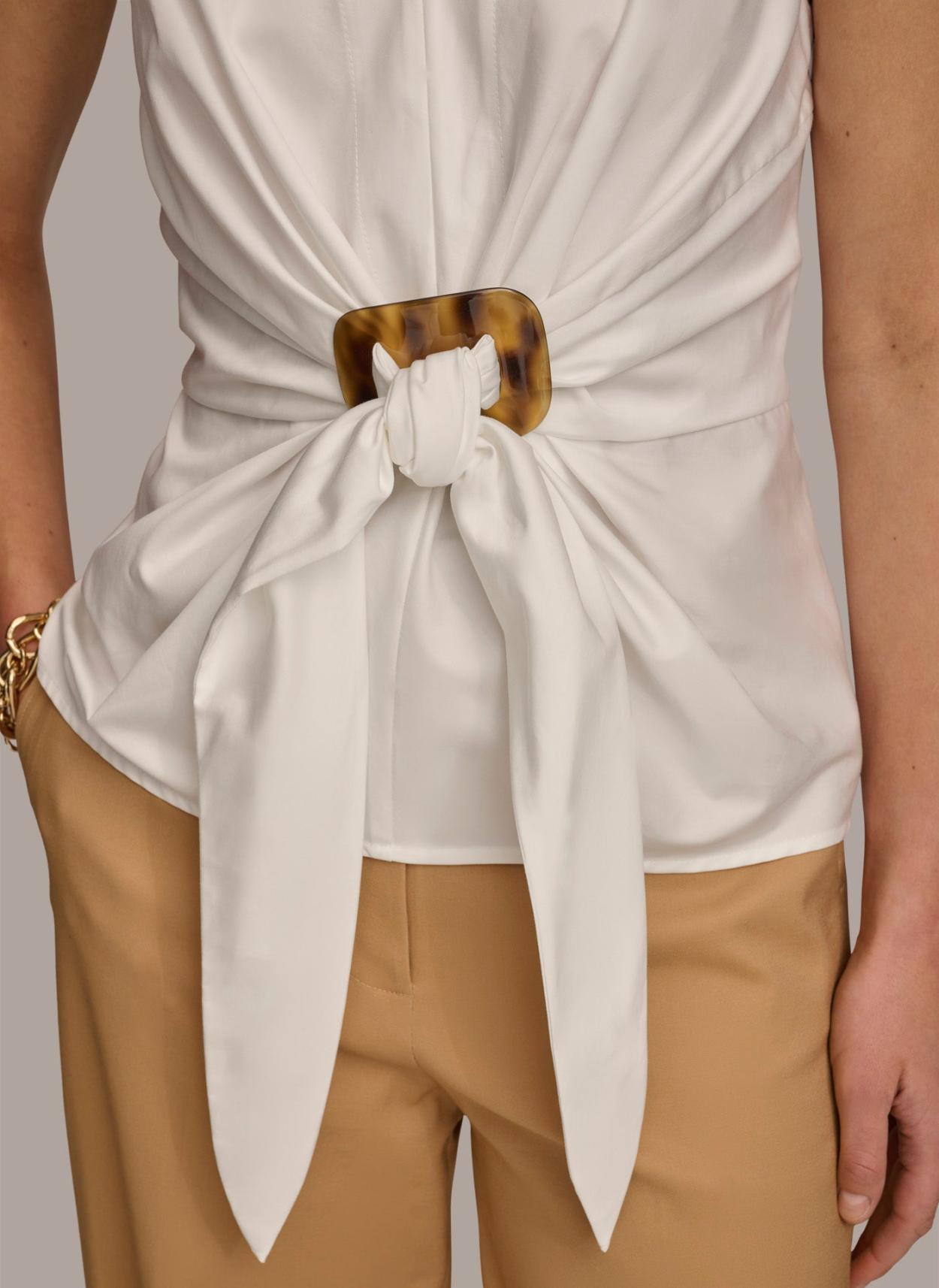 Donna Karan Sweaters And Tops | Women TORTOISE HARDWARE KNOT TOP Cream