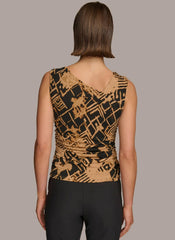 Donna Karan Sweaters And Tops | Women TORTOISE HARDWARE SHOULDER TOP Black/fawn Multi