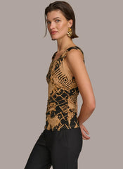 Donna Karan Sweaters And Tops | Women TORTOISE HARDWARE SHOULDER TOP Black/fawn Multi