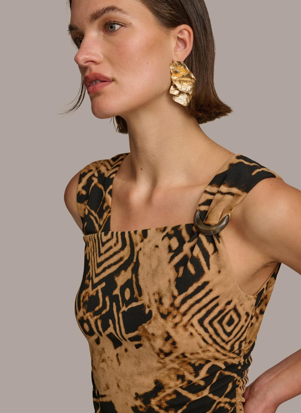 Donna Karan Sweaters And Tops | Women TORTOISE HARDWARE SHOULDER TOP Black/fawn Multi