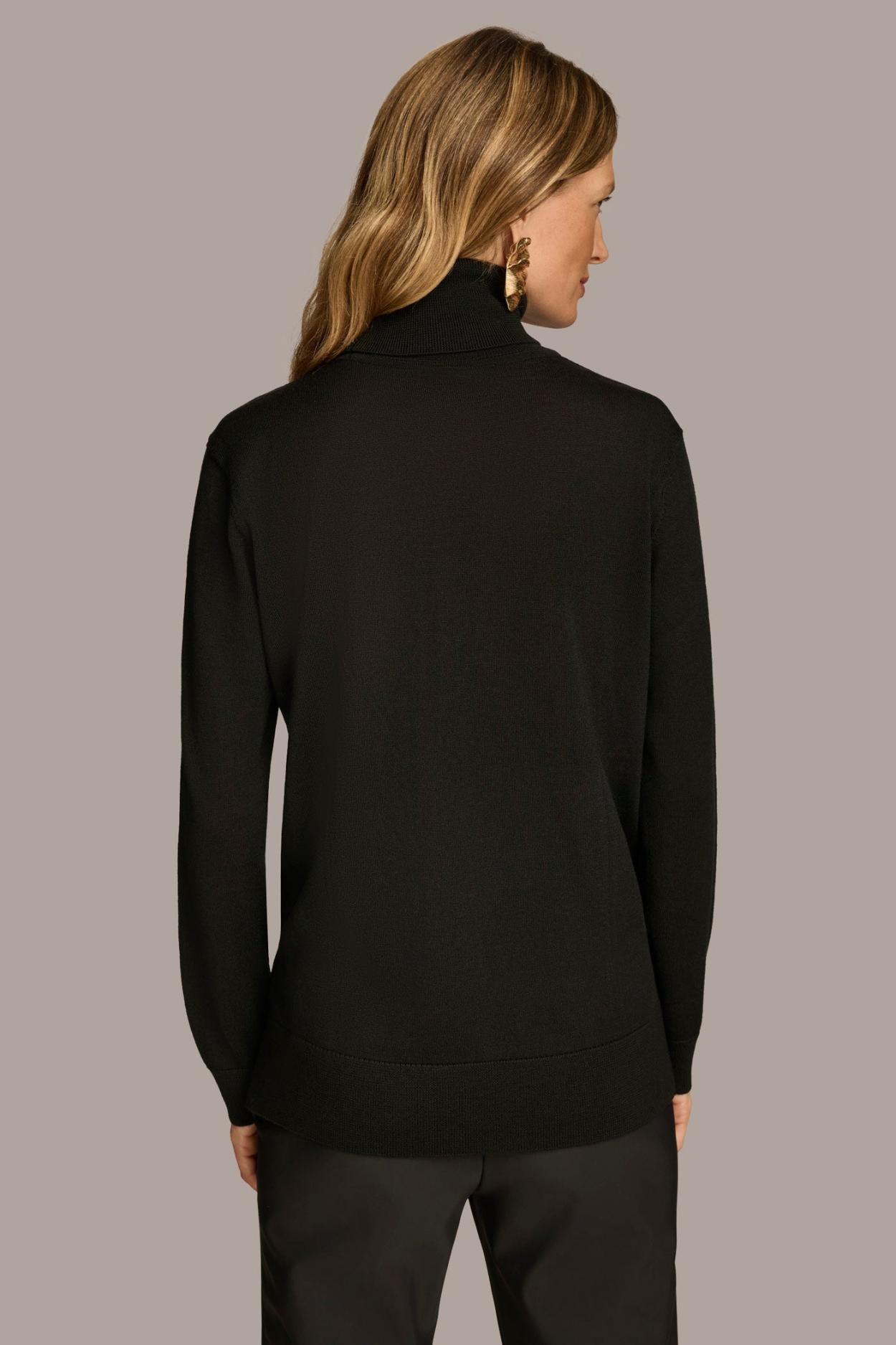 Donna Karan Sweaters And Tops | Women TURTLE NECK HIGH LOW TOP Black
