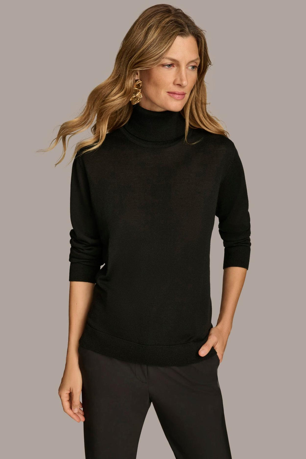 Donna Karan Sweaters And Tops | Women TURTLE NECK HIGH LOW TOP Black