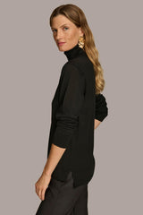 Donna Karan Sweaters And Tops | Women TURTLE NECK HIGH LOW TOP Black