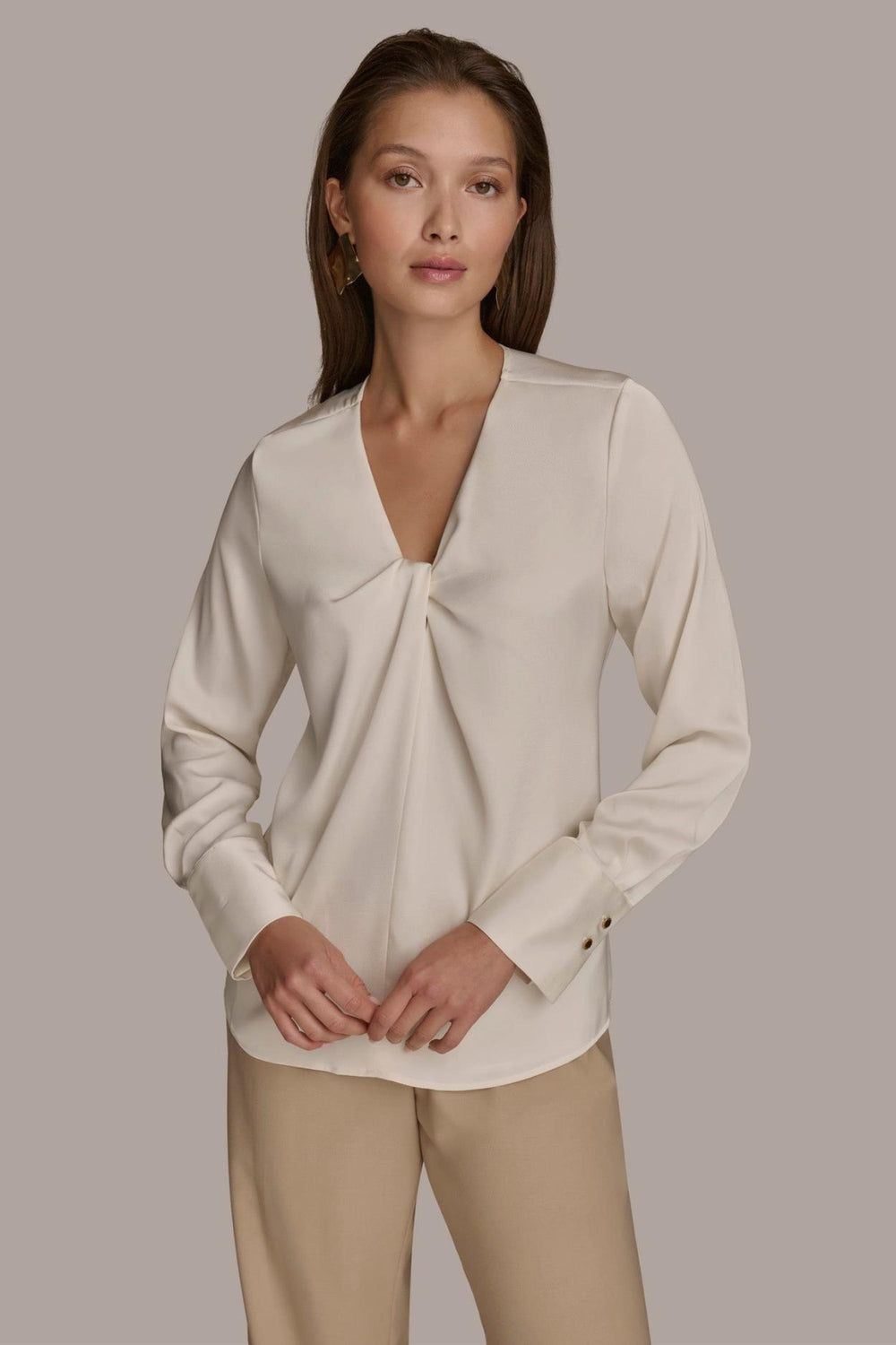 Donna Karan Sweaters And Tops | Women TWIST NECK BLOUSE Ivory